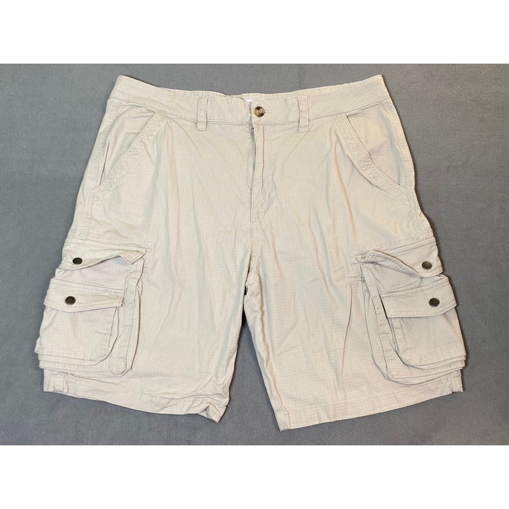 Saddlebred Mens 38 Khaki Tan Ripstop Cargo Shorts Cotton Stretch Utility Casual